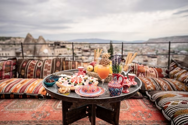 breakfast with great landscape rooftop cave house goreme city cappadocia turkey 46370 885